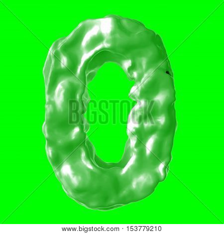 number 0 green milk on hroma key