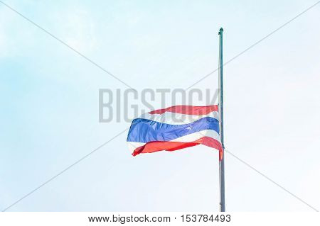 Lowering the flag Thailand at half-mast to mourn