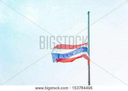 Lowering the flag Thailand at half-mast to mourn