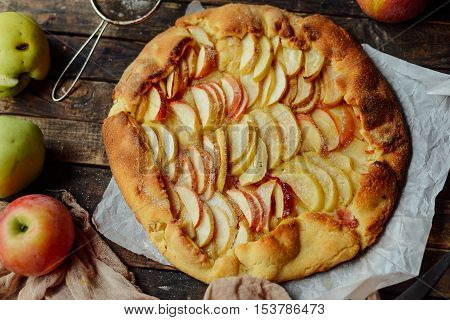 Homemade Organic Apple Pie Dessert Ready To Eat. Apple Pie On Ta