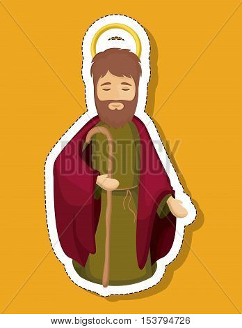 Joseph cartoon icon. Holy night family christmas and betlehem theme. Colorful design. Vector illustration