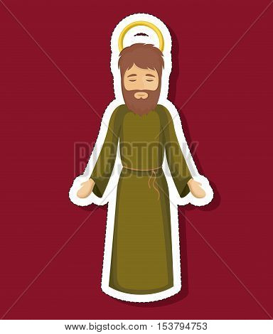 Joseph cartoon icon. Holy night family christmas and betlehem theme. Colorful design. Vector illustration