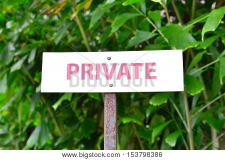 The private sign in Tailand, island Phuket