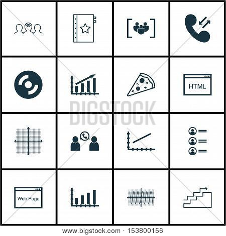 Set Of 16 Universal Editable Icons. Can Be Used For Web, Mobile And App Design. Includes Icons Such