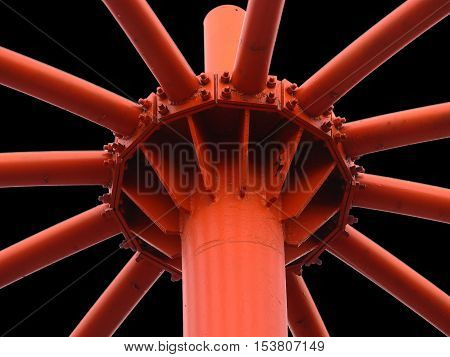 isolated red metallic design on black background.