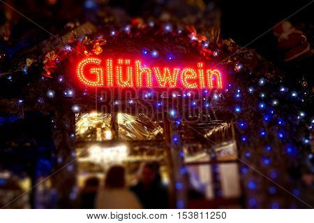 Mulled wine called gluehwein on the christmas market