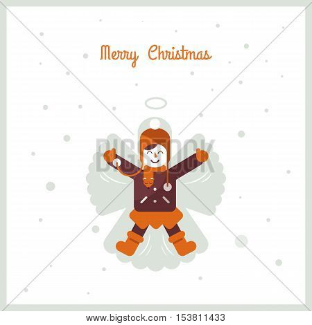 Christmas cute greeting card. Vector flat illustration