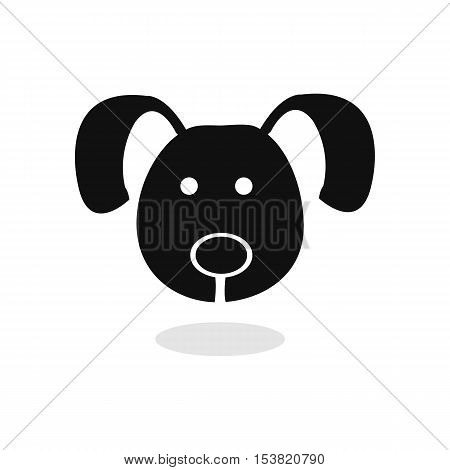 Vector silhouette of a dog on a white background.