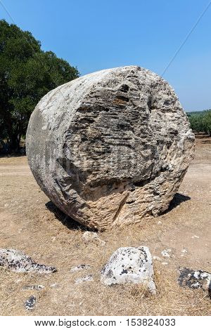 Cave di Cusa or Rocche di Cusa was an ancient stone quarry in Sicily. Its stone was used to construct the temples in the ancient Greek city Selinunte. The stone extraction was abandoned in 409 BC.