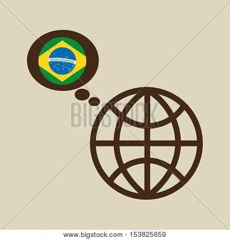 globe sphere flag brazil country button graphic vector illustration eps 10