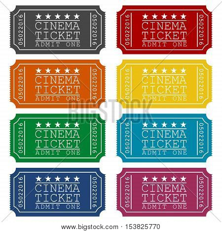Cinema ticket vector illustration icons set on white background