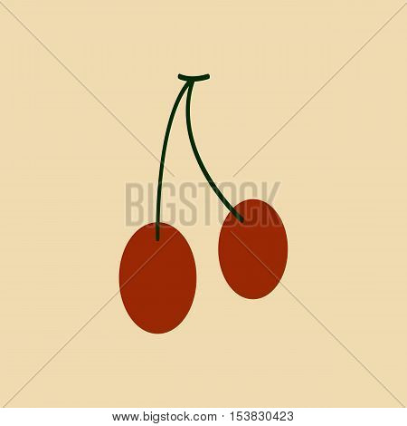 red cherry berries,Two cherry berries icon in flat style on a white background