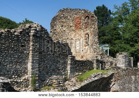 The archeological area of Castelseprio (Varese Lombardy Italy): ruins of a village destroyed in the 13th century. Unesco World Heritage Site.