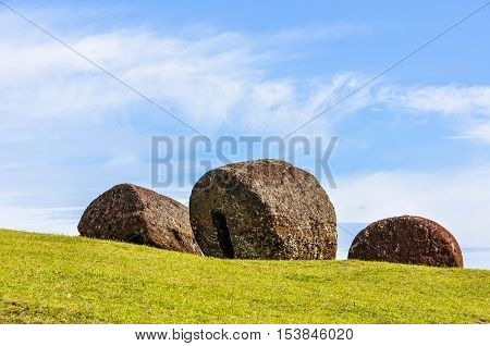 Vaka Kipo Volcano Site In Easter Island, Chile