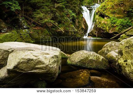 Szklarka Waterfall in Karkonosze mountains near Szklarska Poreba in Poland.