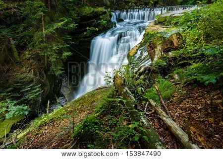 Szklarka Waterfall in Karkonosze mountains near Szklarska Poreba in Poland.