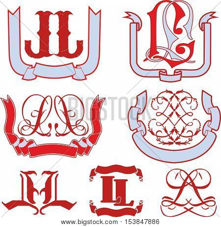 Set Of Ll Monograms And Emblem Templates
