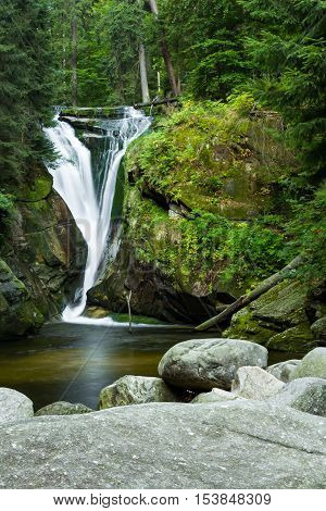 Szklarka Waterfall in Karkonosze mountains near Szklarska Poreba in Poland.