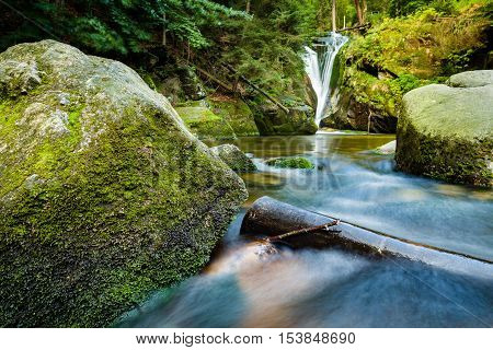 Szklarka Waterfall in Karkonosze mountains near Szklarska Poreba in Poland.