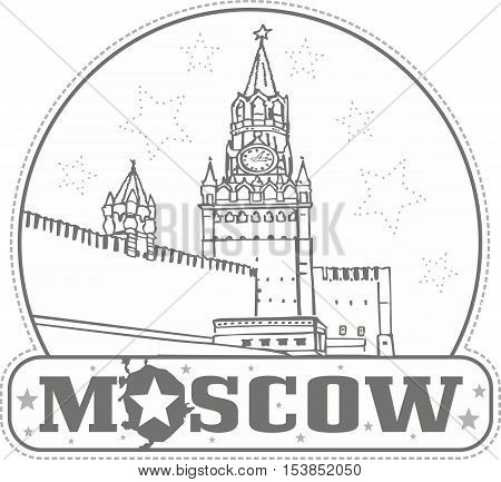 Sticker With Spasskaya Tower In Moscow