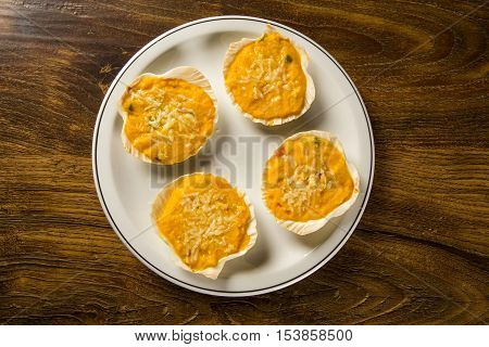 Siri food portion with lime. Wood background