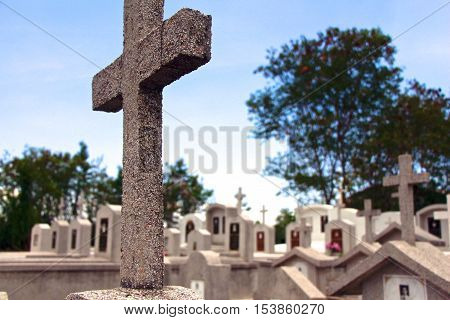 Chinese Christian Cemetery close up to the cross