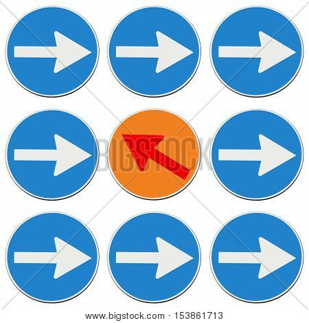 Countercurrent - concept image wtih road signs