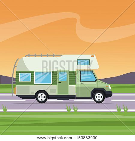 Campervan icon. Vehicle transportation travel and trip theme. Colorful design. Vector illustration