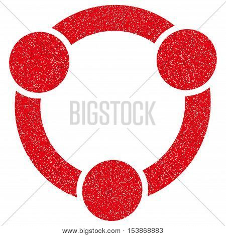 Collaboration grainy textured icon for overlay watermark stamps. Flat symbol with unclean texture. Dotted vector red ink rubber seal stamp with grunge design on a white background.