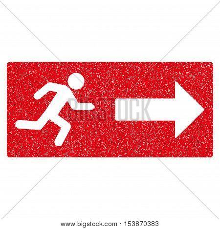 Emergency Exit grainy textured icon for overlay watermark stamps. Flat symbol with scratched texture. Dotted vector red ink rubber seal stamp with grunge design on a white background.