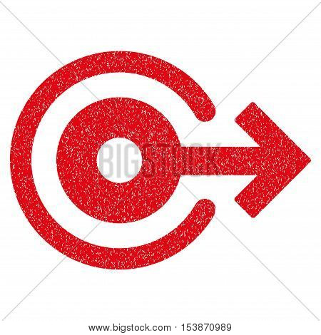 Log Out grainy textured icon for overlay watermark stamps. Flat symbol with dirty texture. Dotted vector red ink rubber seal stamp with grunge design on a white background.