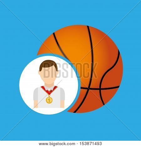 athlete medal baskette ball icon graphic vector illustration