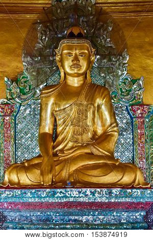 Myanmar Buddha Image Statue in Buddhist temple of Dawei Myanmar.
