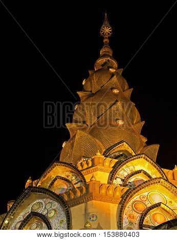 Top of Gold Pagoda Public Temple in Phetchabun Thailand 