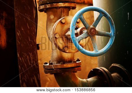 Rusty sewer valve - underground old sewage treatment plant in Shanghai.