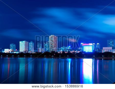 China Xiamen night view from Gulangyu island