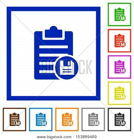 Save note flat color icons in square frames