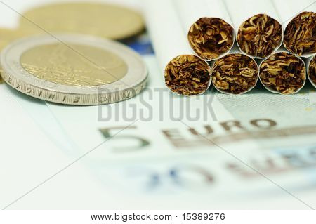 cigarettes and money