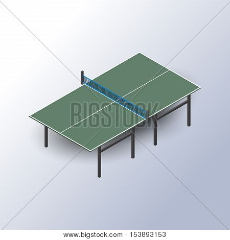 Table for tennis and ping pong in the isometric view isolated on white background design elements sports equipment vector illustration.