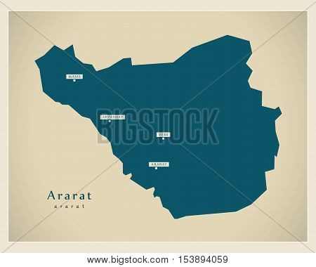 Modern Map - Ararat AM Armenia vector