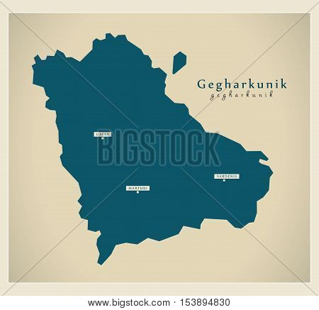 Modern Map - Gegharkunik AM Armenia vector