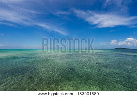 Seascape near the Ikema Bridge of Miyako Island in Okinawa, Japan.