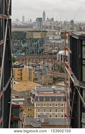 London UK - July 2016: Aerial view looking down on Sumner Street from the new Tate Modern Extension building South London