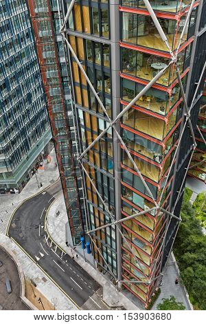 London UK - July 2016: Aerial view looking down on Sumner Street from the new Tate Modern Extension building South London