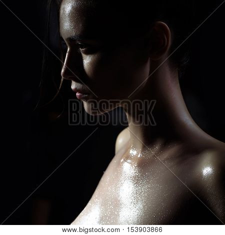 Pretty Girl With Oiled Skin