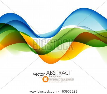 Colorful vector wavy lines. Abstract background. Green and orange smoke wave. Transparent waved lines