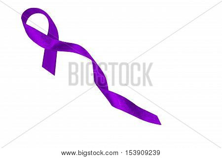 Ribbons of lavender, the concept of the world day of fight against cancer. Purple ribbon isolated on white background.