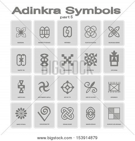 set of monochrome icons with adinkra symbols for your design