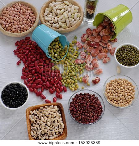 Collection Of Bean On White Background