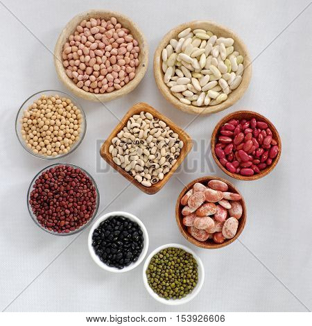 Collection Of Bean On White Background